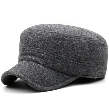 Hat Men's Autumn and Winter Middle-aged and Elderly Woolen Warm Military Cap Ear Protector Thickened Flat Cap Old Man's Cotton Hat Men's Winter