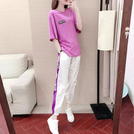 2019 Popular New Summer Sports Casual Suit Women's Fashion Trendy Loose Short-sleeved Pants Two-piece Western Style