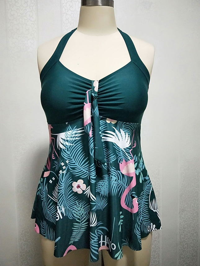 Europe and the United States cross-border Conservative Flamingo spot plus fat plus size fat girl female split skirt swimsuit can be mixed batch swimsuit