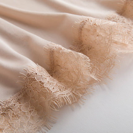 Tangge Spring and Summer Mulberry Silk Loose V-neck Lace Silk Sling Nightdress Sexy Pajamas Silk Base Petticoat