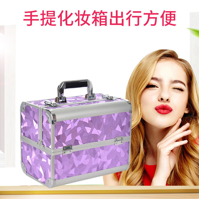 Manufacturer's Ready-Made Wholesale and Retail Professional Makeup Box, Beauty and Manicure Box, Double-Layer Large-Capacity Portable Makeup Box