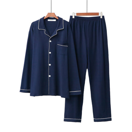 2021 Spring and Autumn Home Clothes Women's Ammonia Cotton Pajamas Lapel Cardigan Couple Men's and Women's Trousers Long Sleeve Suit