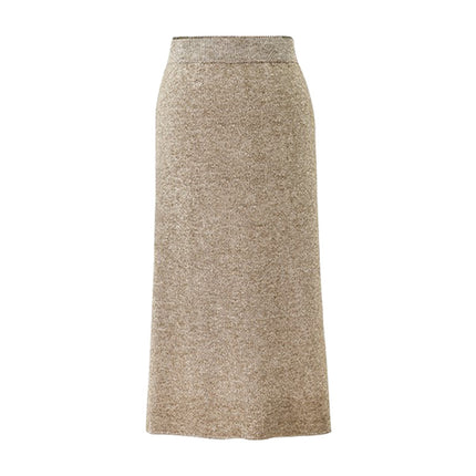 Wool Skirt Women's Autumn and Winter 100kg Knitted Hip Skirt Mid-Length High Waist Large Size Thickeneded Slit One Step Skirt