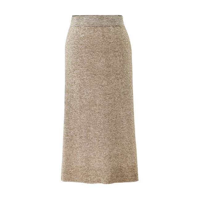 Wool Skirt Women's Autumn and Winter 100kg Knitted Hip Skirt Mid-Length High Waist Large Size Thickeneded Slit One Step Skirt