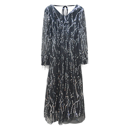 Foreign trade Amazon explosions Europe and the United States cross-border sexy V-neck tassel sequin dress dress women's clothing a generation of hair