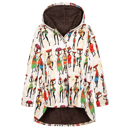 Amazon Women's European and American Button Plush Top Irregular Fashion Brand Thickened Composite Mid-length Cotton Jacket 9953