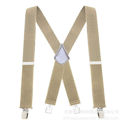 Men's Black Elastic Cross Strap Suspenders with 50mm Width, 5cm Wide Elastic Suspenders, X-Shaped Strong Elastic Suspenders for Foreign Trade