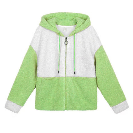 Lambskin Coat Women's 2019 Winter New Korean-style Loose Hooded Cardigan Thickened Stitching Zipper Short Coat for Women