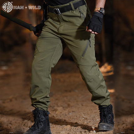Hanye Fleece-Lined Thickened Tactical Pants for Men, Durable Softshell Pants for Training, Commuting, Workwear, Winter Camouflage Pants