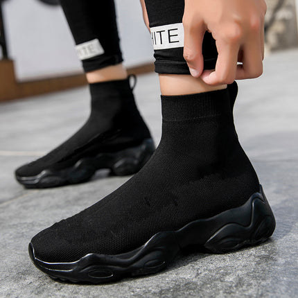 Factory Direct Sales Summer Cross-Border Men's Casual Shoes, Couple's Sock Shoes, Sports Slip-On Shoes, Fly-Knit Mesh