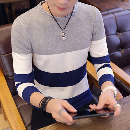 Cross-border foreign trade generation autumn and winter sweater men's round neck long sleeve knitted base shirt Korean pullover thin sweater