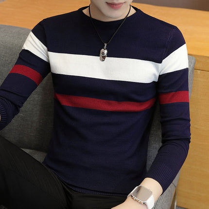 Cross-border foreign trade generation autumn and winter sweater men's round neck long sleeve knitted base shirt Korean pullover thin sweater