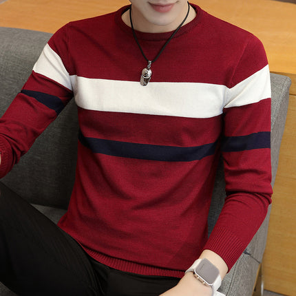 Cross-border foreign trade generation autumn and winter sweater men's round neck long sleeve knitted base shirt Korean pullover thin sweater