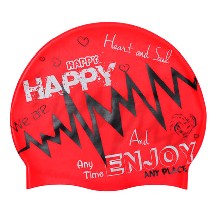 Adult silicone swimming cap waterproof unisex swimming fashion graffiti ear protection swimming cap in stock wholesale sporting goods