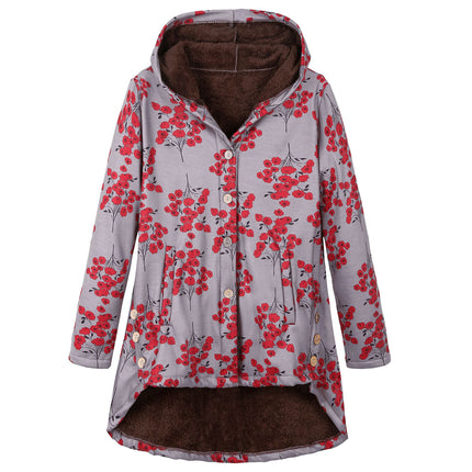 Amazon Women's European and American Button Plush Top Irregular Fashion Brand Thickened Composite Mid-length Cotton Jacket 9953