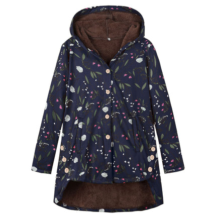 Amazon Women's European and American Button Plush Top Irregular Fashion Brand Thickened Composite Mid-length Cotton Jacket 9953