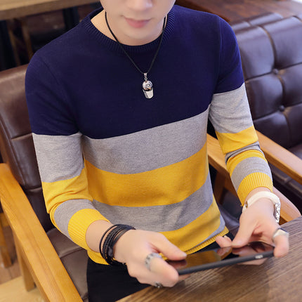 Cross-border foreign trade generation autumn and winter sweater men's round neck long sleeve knitted base shirt Korean pullover thin sweater
