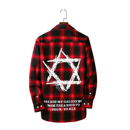 2024 Spring Single Shirt Men's Casual Brushed Plaid Men's Fashion Outerwear Long Sleeve Shirt Spring New Style