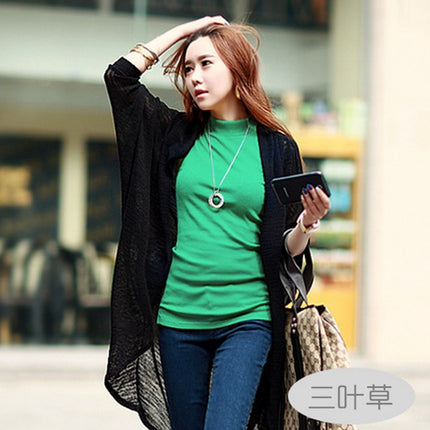 Autumn Women's Korean Style Half Turtleneck Sleeveless T-Shirt Women's Pure Color Pull-Up Cotton Bottoming Shirt with Vest Export Cross-Border