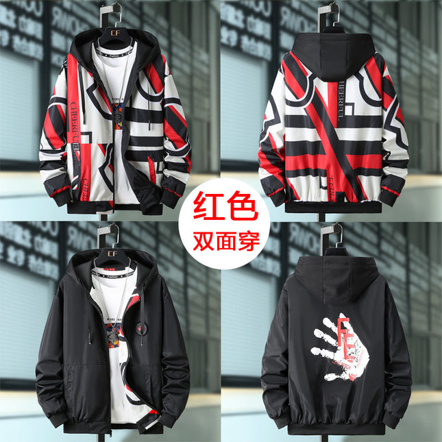 Spring New Knitted Hat Youth Trendy Jacket Jacket Men's Printed Casual All-match Men's Large Size Jacket Wholesale
