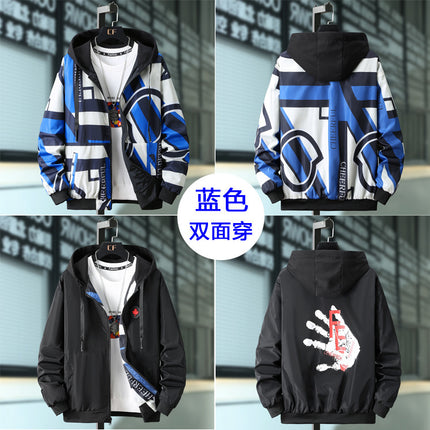 Spring New Knitted Hat Youth Trendy Jacket Jacket Men's Printed Casual All-match Men's Large Size Jacket Wholesale