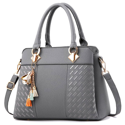 Lingge Embroidered Handbag Foreign Trade New Women's Large Bag Shoulder Bag Middle-aged Crossbody Bag Simple All-match Elegant