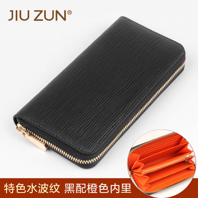 Cross-Border special for new leather long zipper men's wallet water ripple mobile phone coin purse a generation of hair