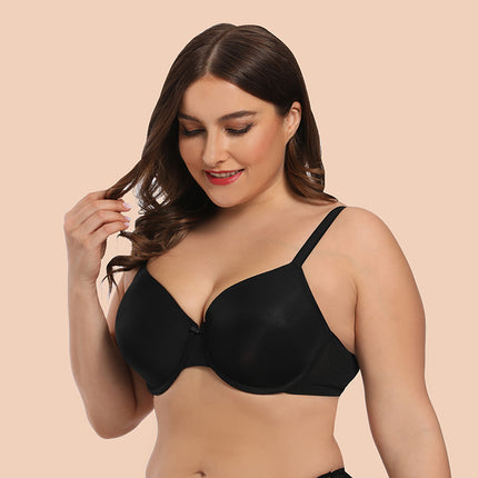 Charming Lansheng foreign trade brand large size bra smooth thin Cup European and American underwear wholesale large chest small steel ring bra