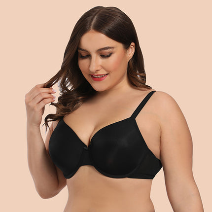 Charming Lansheng foreign trade brand large size bra smooth thin Cup European and American underwear wholesale large chest small steel ring bra