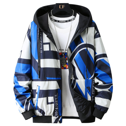 Spring New Knitted Hat Youth Trendy Jacket Jacket Men's Printed Casual All-match Men's Large Size Jacket Wholesale