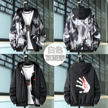 Spring New Knitted Hat Youth Trendy Jacket Jacket Men's Printed Casual All-match Men's Large Size Jacket Wholesale