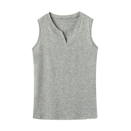 Summer New Women's Korean Style V-Neck Sleeveless T-Shirt Pure Cotton Base Shirt Slim Fit Tank Top Cross-Border