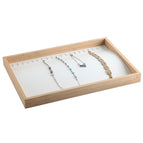 Bamboo necklace plate white leather