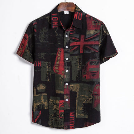 Cross-border Foreign Trade AliExpress Explosions Printed Men's Short-sleeved Men's Floral Shirt European and American Floral Men's Short-sleeved Shirt