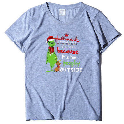 Wish Personality Green People English Printed Short-sleeved T-shirt Casual Women's T-shirt Fashion Women's Top Loose T-shirt Women