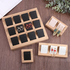 Bamboo earring holder a pair of black leather