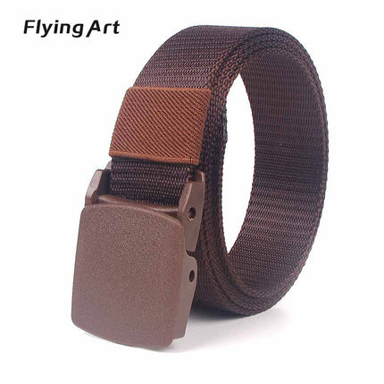 Security check nylon thin belt women and men plastic buckle outdoor sports students wholesale casual pants belt cross-border