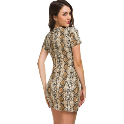 2023 European and American summer new AliExpress wish Amazon leopard print short sleeve V-neck dress women's hip dress