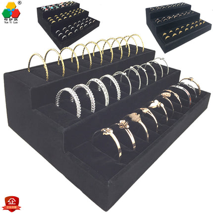 Black High-End Three-Layer Bracelet Display Bracelet Rack Jewelry Tray Ring Earrings Storage Rack Props