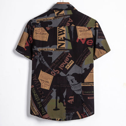 2026 Foreign Trade Short-Sleeve Shirt European Size Floral Short-Sleeve Shirt Trendy Beach Floral Casual Shirt Men Ebay