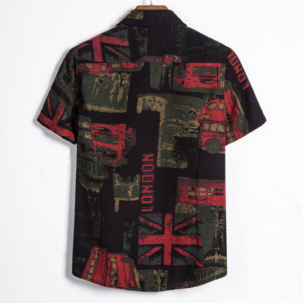 Cross-border Foreign Trade AliExpress Explosions Printed Men's Short-sleeved Men's Floral Shirt European and American Floral Men's Short-sleeved Shirt