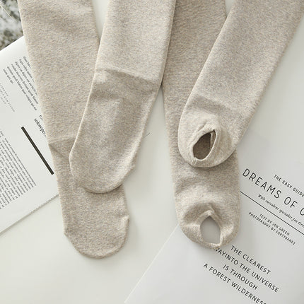 Thin Vertical Strip Matte Cotton Cashmere Leggings Women's Outer Wear Autumn and Winter Thickened fleece-lined Threaded Pantyhose Warm Pants