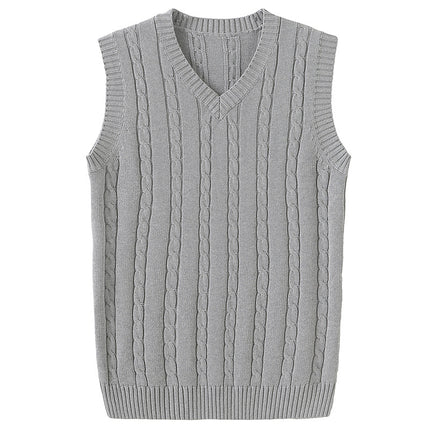 Winter Korean-style sleeveless sweater vest thickened waistcoat men's wool knitted vest men's V-neck wool vest