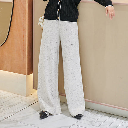 New stretch leggings wool straight pants warm wool knitted loose colored sports pants wholesale L9102
