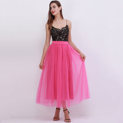 Amazon Explosions Women's European and American 4-Layer Mesh Puffy Skirt tulle skirtebay Explosions Floor Skirt