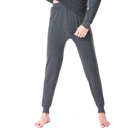 Autumn and Winter Polyester Brushed Fleece Men's Thermal Underwear Set, Round Neck Cotton Sweater, Fleece-Lined and Thickened for Warmth