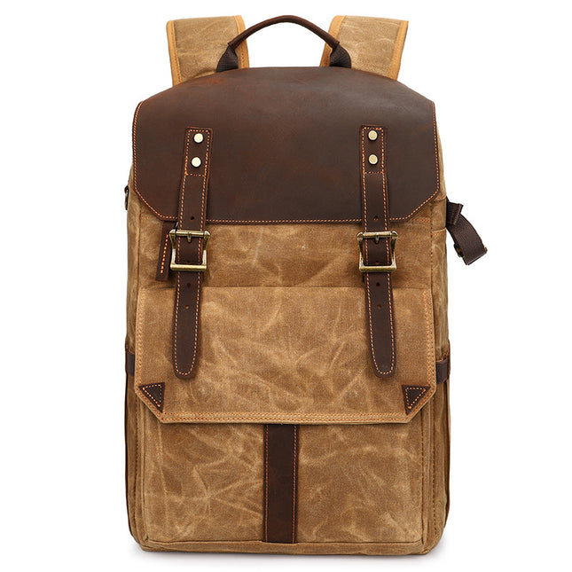 New Photography Bag, Slr Digital Backpack, Waterproof, Large Capacity, Wax-Dyed Canvas Outdoor Camera Bag Storage