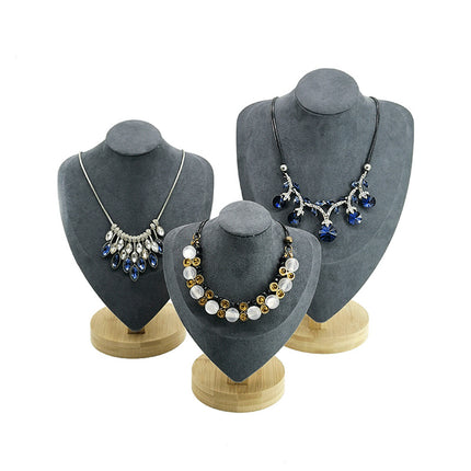 Solid Bamboo and Wood Creative Jewelry Portraits Neck Model Counter Display Props First Jewelry Necklace Pendant Display Shelf