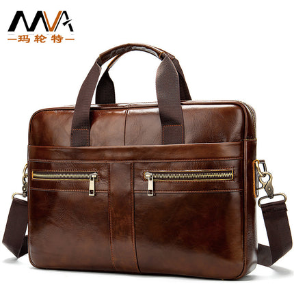 Men's Genuine Leather Briefcase Business Men's Bag Top Layer Cowhide Portable Lawyer Computer Bag Men's Shoulder Crossbody Bag