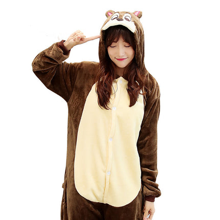 Cross-Border New Flannel Pajamas Zebra Tigger Cartoon One-Piece Couple Cute Home Clothes Mixed Batch